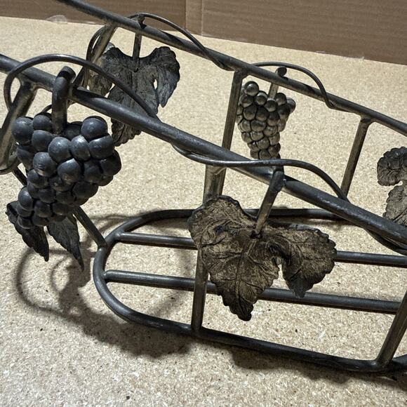 VTG Metal Wine Bottle Holder Grape Cluster Design Single Bottle Caddy - Picture 6 of 9